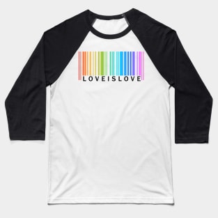 Love is Love - LGBT Pride rainbow barcode (just text) Baseball T-Shirt